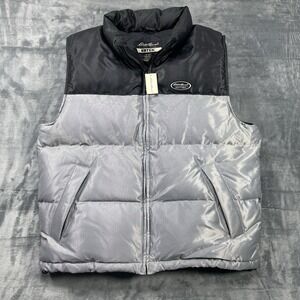 Vintage NWT Men's Eddie Bauer Ebtek Puffer Vest 90s Sz M Goose Down Silver Black